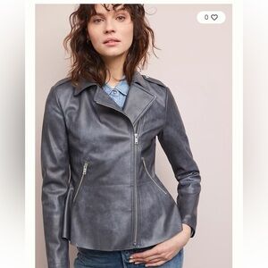 Anthropologie peplum Faux leather moto jacket